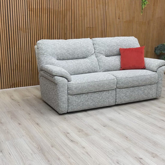 Video walkthrough of the sofa set, showing the fabric's tactile quality and the sturdy build of both the 3-seater and 2-seater.