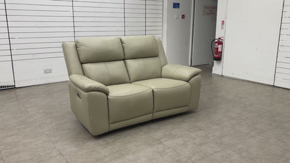 'Utah' Natural Sand La-4827 Leather 2 Seater Power Recliner Sofa with Power Headrests and Power Lumbar