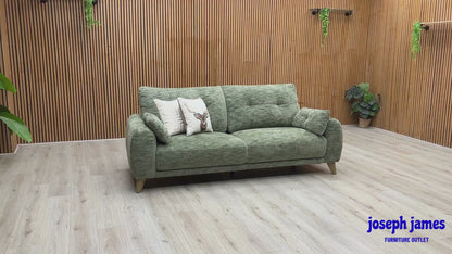 ‘Malmo’ Fab-Mga-R11 Olive Green Fabric 3 Seater Sofa