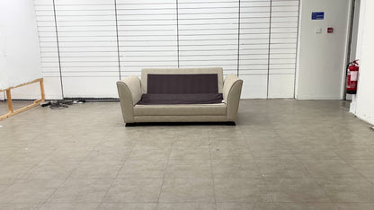 'Poppy' Beige Tight Weave Fabric Large 2 Seater Sofa Bed