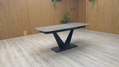 'Cupra' Grey Ceramic Top 180cm Large Pop Up Extending Dining Table