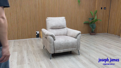 ‘Daytona’ Marble Cream Velvet Fabric Power Recliner Chair