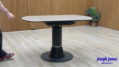'Enterprise' Grey Ceramic Top Round Swivel Extending Dining Table