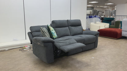 Comfort Story _Serene_ Fab-Meo-R25 Iron Grey Fabric Power Recliner with Power Headrest and Power Lumbar Split 3 Seater Sofa