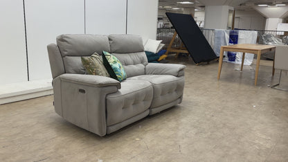 'Brescia’ Light Grey Fabric 2 Seater Power Recliner Sofa