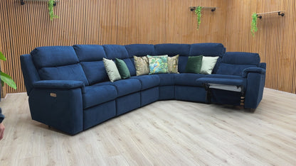 G Plan ‘Thornbury’ A901 Plush Indigo Blue Velvet Power Recliner XL Corner Sofa with Power Headrests and Power Lumbar