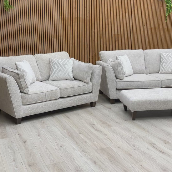 Video preview demonstrating the scale and cosy waffle-effect texture of the Tabitha Sofa Set.
