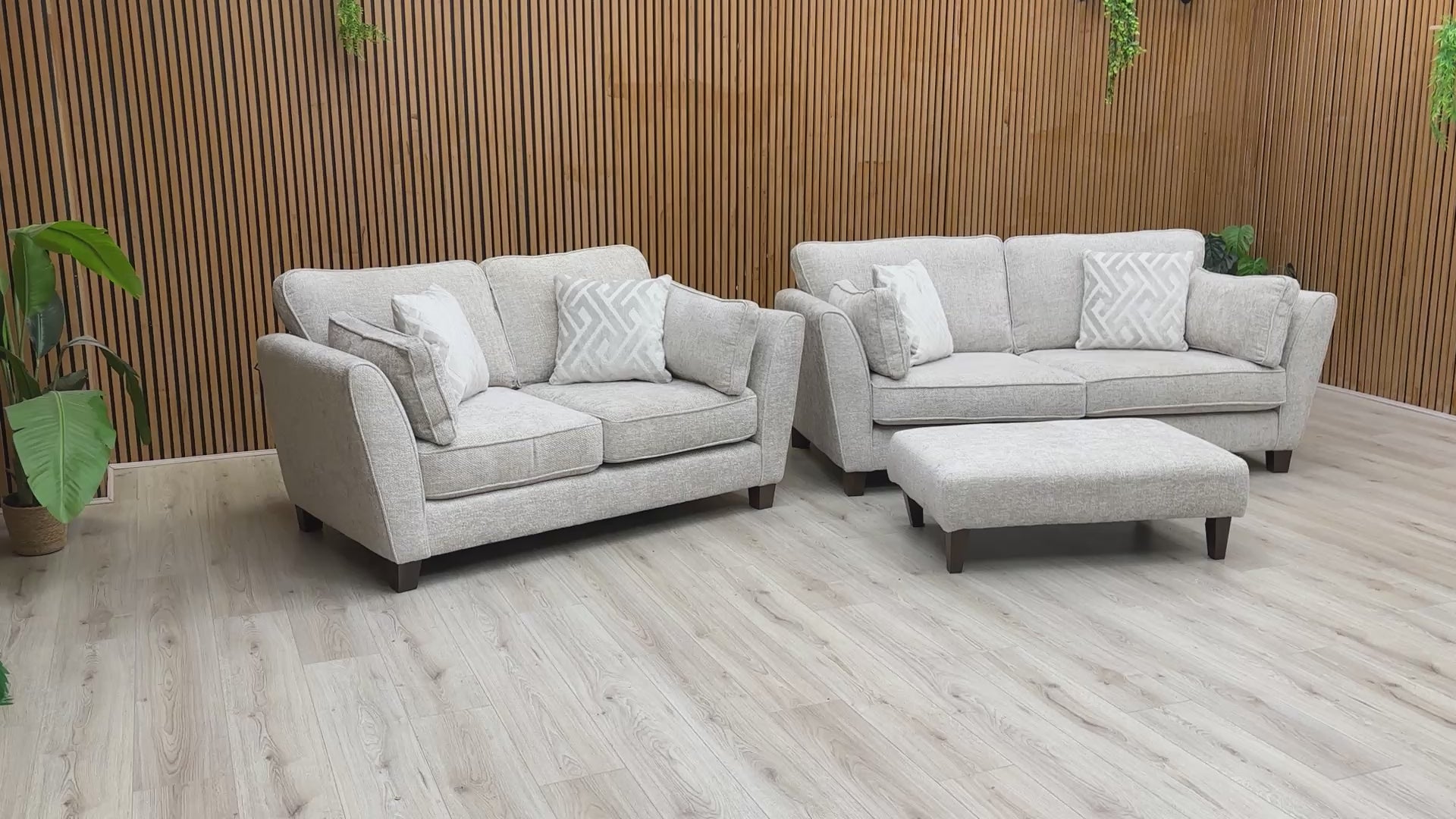 Video preview demonstrating the scale and cosy waffle-effect texture of the Tabitha Sofa Set.