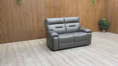 Video providing a detailed look at the texture and construction of the Cinemax Grey Leather 2 Seater Sofa.