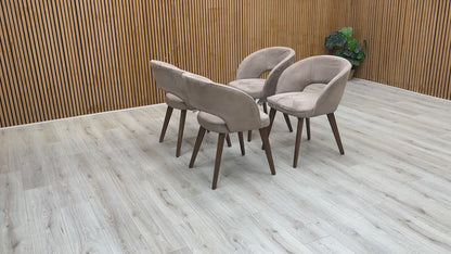 Stone International ‘Goya’ B012 Lizard Light Brown Suede Fixed Dining Chairs - Set of 4