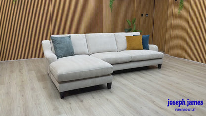 ‘Tiana’ Ivory White Chenille Fabric Left Hand Facing Chaise End Sofa