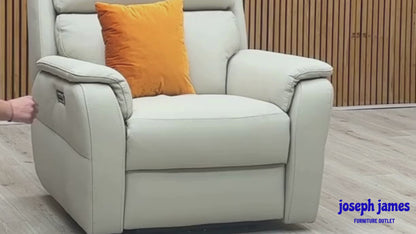 Nicoletti ‘Vito’ Torello Ice 371 Leather Power Recliner Chair with Power Headrest and Power Lumbar