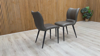 ‘Murcia’ Antiqued Grey Fabric Set of 2 Dining Chairs