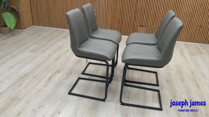 Bodahl ‘Terra’ Grey Faux Leather Set of 4 Cantilever Bar Stools