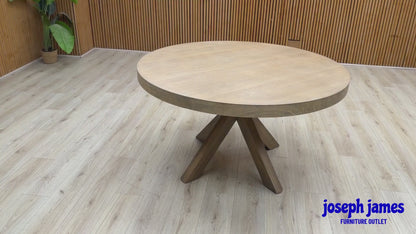 'Falun' Smoked Oak Solid Oak Round Dining Table