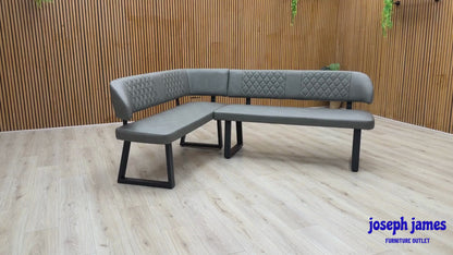 'Venus' Grey Faux Leather Left Hand Facing Corner Dining Bench