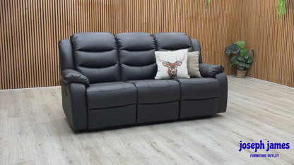 ‘Rothbury’ Chocolate Brown Luxury Faux Leather High Back 3 Seater Manual Recliner Sofa