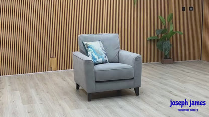 Ideal Home ‘Brondby’ Sfa-Pey-R09 Grey Velvet Fabric Armchair
