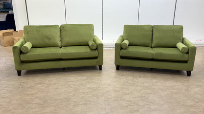 'Bailey' Artichoke Green Velvet 3 + 2 Seater Sofa Set