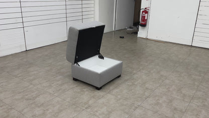 ‘Darcy’ Grey Combination Fabric Storage Footstool