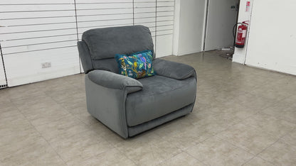 World of Leather ‘Link’ Fab-Mil-R451 Pewter Velvet Armchair