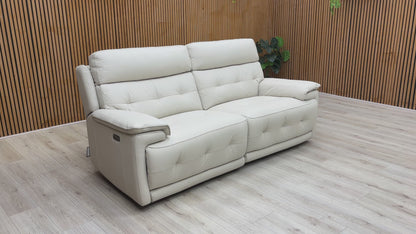 World of Leather ‘Brescia’ Nw-521e Frost Leather 3 Seater Power Recliner Sofa