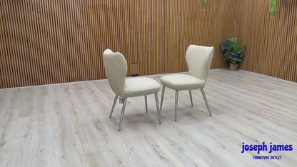 ‘Elegante’ Ivory White Faux Leather Pair of Dining Chairs
