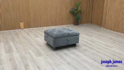 ‘Moet’ Manhattan Charcoal Grey Linen Fabric Large Storage Footstool