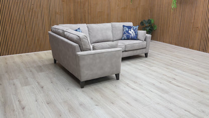 ‘Brondby’ Sfa-Pey-R05 Marble Taupe Velvet Left Hand Facing Corner Sofa