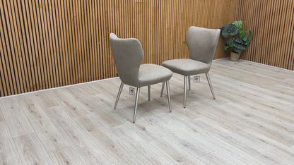 ‘Elegante’ Taupe Suede Fixed Dining Chairs - Set of 2