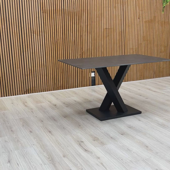 Video preview of the Warrior Grey Sintered Stone Fixed Dining Table.