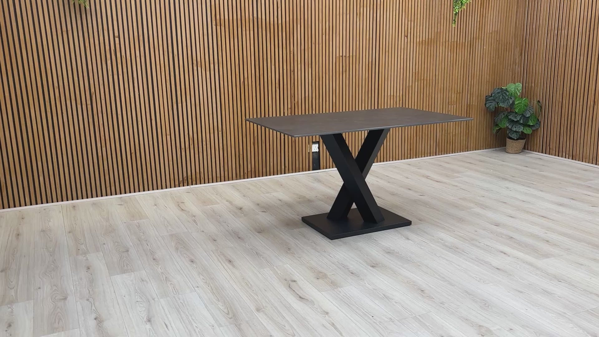 Video preview of the Warrior Grey Sintered Stone Fixed Dining Table.