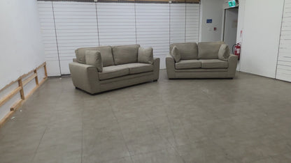 'Chalfont' Stone Woven Fabric 3 + 2 Seater Sofa Set
