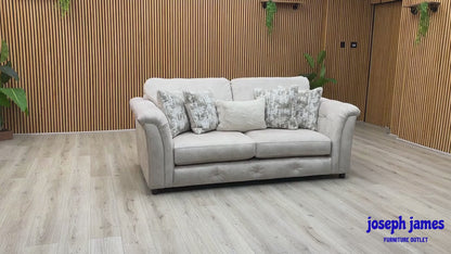 ‘Aura’ Kenzo Cream Dw Ft Velvet Fabric 3 Seater Classic Back Sofa