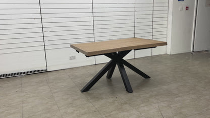 'Mars' Natural Dark Solid Oak Large Live Edge Dining Table