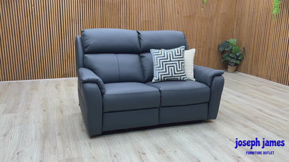 Nicoletti ‘Vito’ Torello Blu 81 Blue Leather 2 + 2 Seater Power Recliner Sofa Set with Power Headrests and Power Lumbar