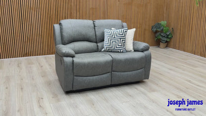 ‘Bennett’ Grey Endurance Fabric Manual Recliner 2 Seater Sofa