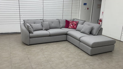'Portobello' Fossil Waldo Linen Fabric 3 Corner 1 Open End Chaise Sofa