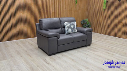 Marinelli ‘Oskar’ Dark Grey Leather 2 Seater Sofa
