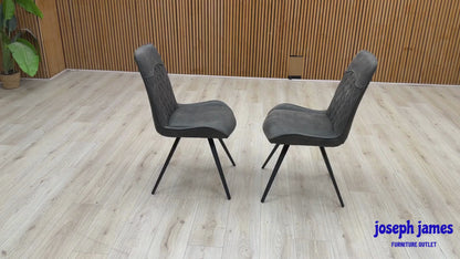 ‘Warrior’ Grey Fabric Pair of Standard Dining chairs