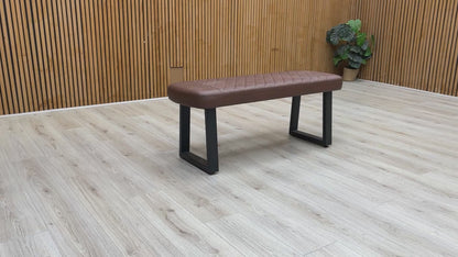 Video tour of the Venus dining bench, highlighting the cushioning density and the texture of the faux leather.
