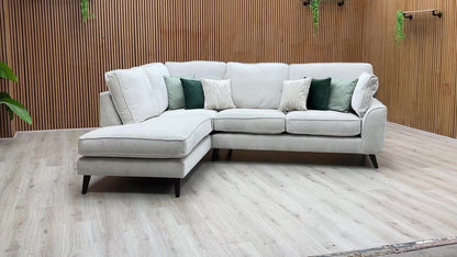 ‘Theodore’ Celine Ghost White Fabric Left Hand Facing Chaise End Sofa