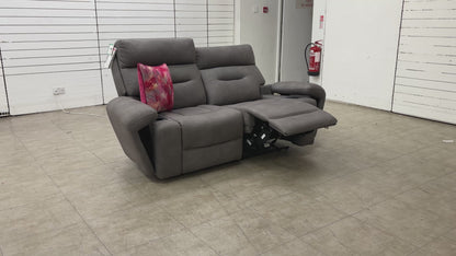 'Cinemax' Nappa Grey 2 Seater Fabric Power Recliner Sofa with Power Headrests and Media Arms