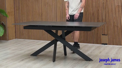 'Warrior' Grey Sintered Stone 180cm Extending Dining Table
