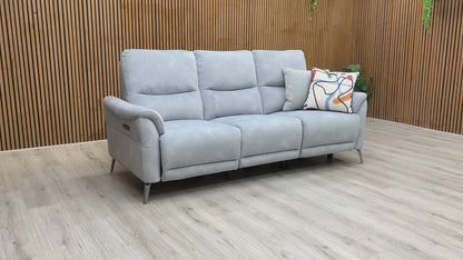 Video demonstrating the power reclining mechanism and integrated Bluetooth speaker audio.