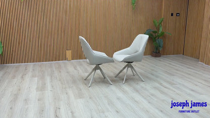 'Tino' Neutral Faux Leather Pair of Swivel Dining Chairs