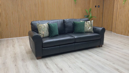 ‘Bailey’ Black Leather 4 Seater Sofa
