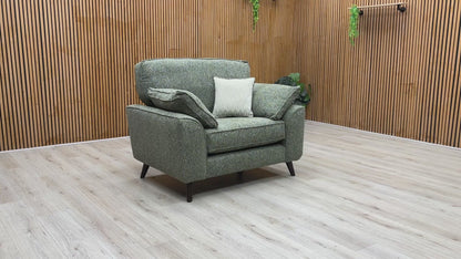 'Theodore' Olive Green Woven Fabric Formal Back Love Chair