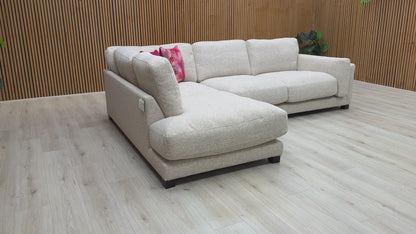 'Boden' Sand Bobby Plain Fabric Right Hand Facing Arm Open End Chaise Corner Sofa