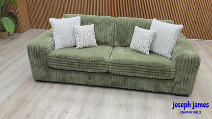 'Cosy’ Olive Green Faux Fur 3 Seater Sofa